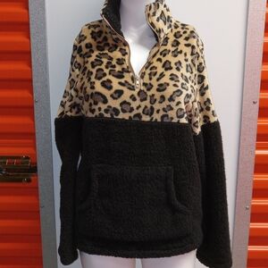 Leopard Print Fleece Pullover